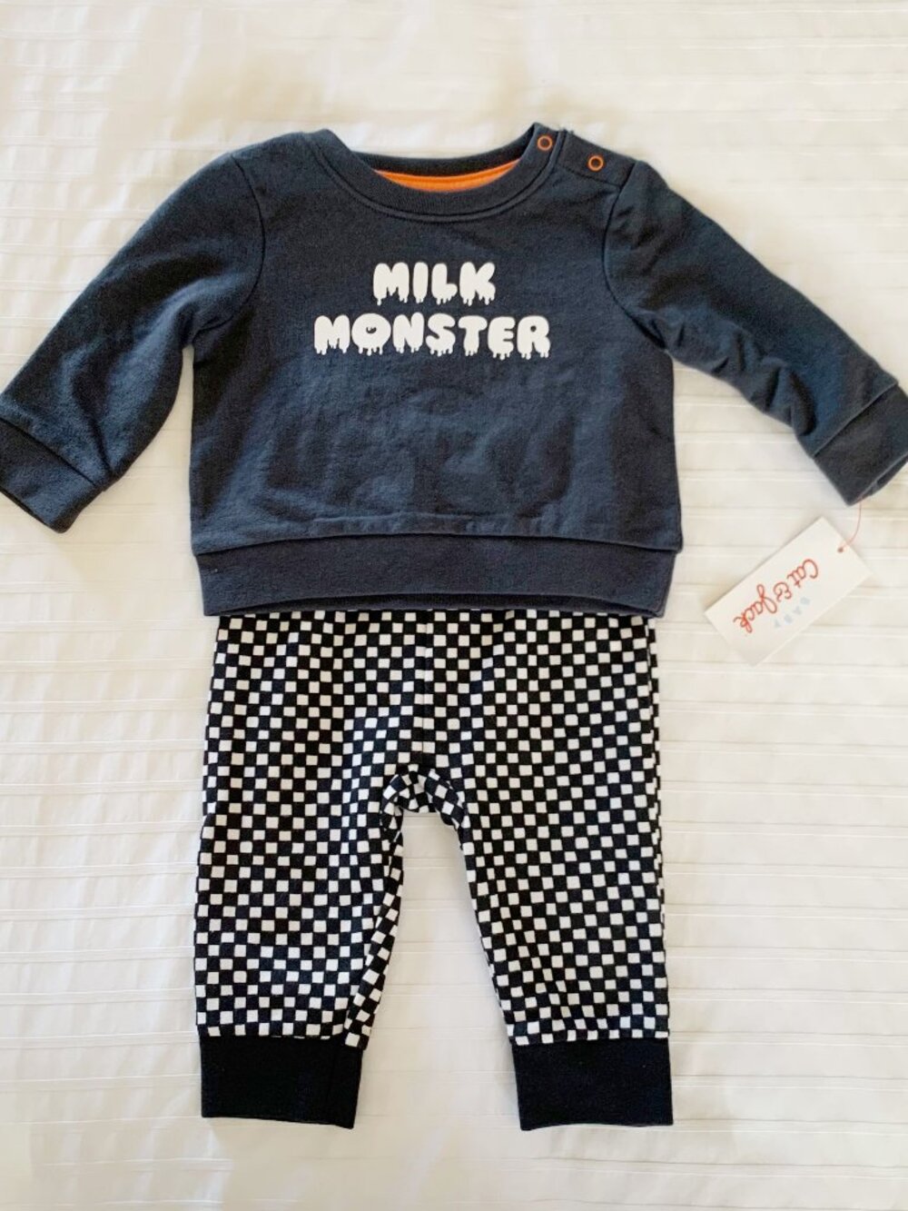 Cat & Jack Milk Monster Sweatsuit NWT • 3-6 Months